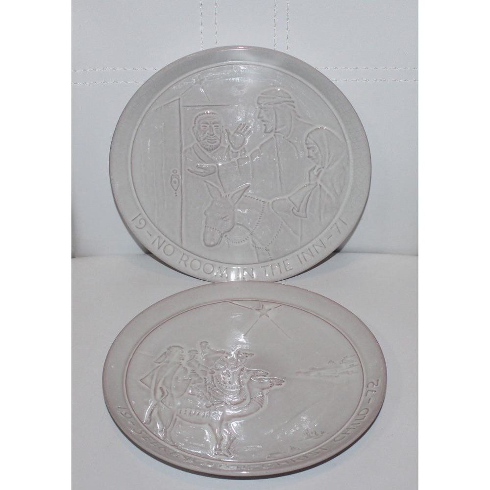 set of 2 Frankoma Christmas plates 1971 1972 signed John Frank religious